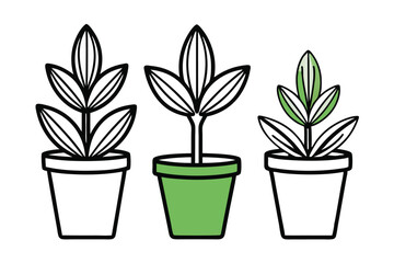 3 plant pots vector silhouette S.eps