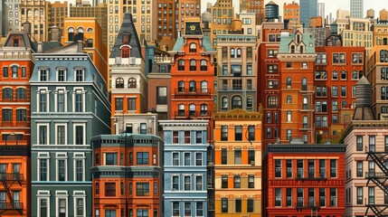 Obraz premium Colorful Cityscape with Vintage Buildings.