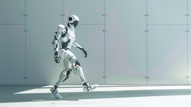 a humanoid robot is walking on the street