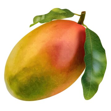 recommend clip art: A mango clipart, fruit element, pastel illustration, yellow and green, isolated on white background