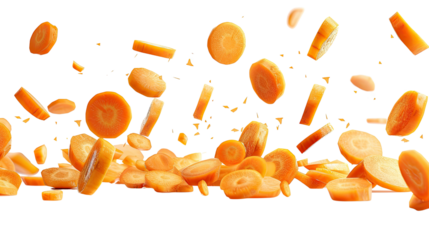 Carrot pieces on a transparent background