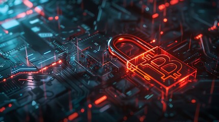  digital padlock with cryptocurrency symbols, representing security and protection in the crypto world