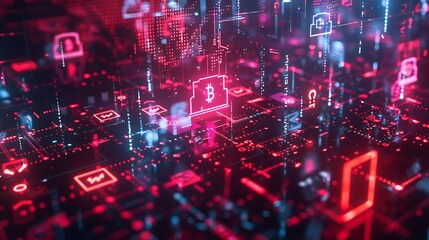 Obraz premium image representing decentralized finance (DeFi), featuring digital tokens, smart contracts, and a secure lock