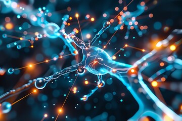 High-resolution depiction of neural network pathways with glowing synapses, representing advanced artificial intelligence and connectivity.