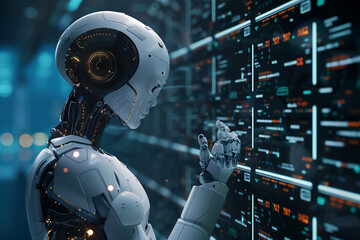 Fototapeta premium integration of a large language model and AI machine learning into business operations, emphasizing innovation and digital transformation in modern enterprises. Photo