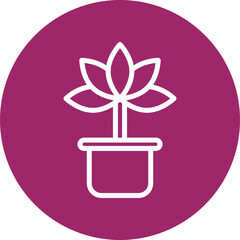 Indoor Plants Vector Line White Circles Multicolors