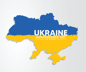 Obraz premium Ukraine flag map for Ukraine independence day vector poster