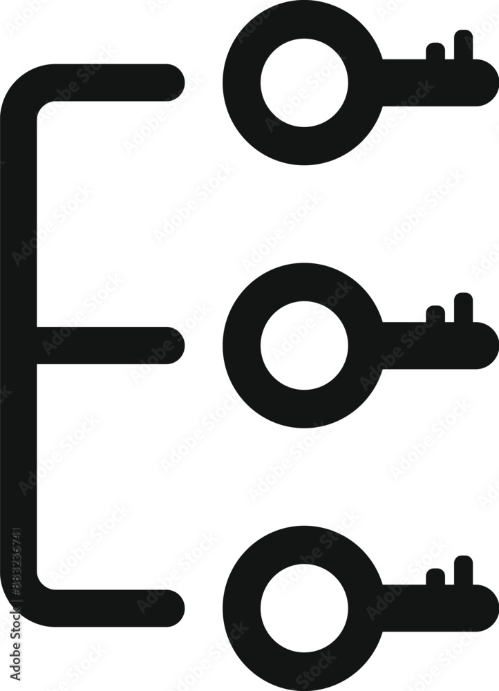 Poster icon of a secure access control system using three keys, symbolizing restricted entry and data prote