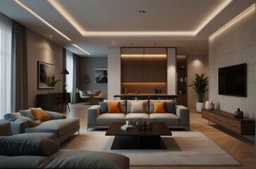 Fototapeta premium Modern and luxury apartment at the city