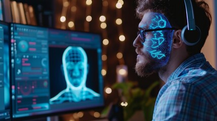 Tech AI concept controlling technological tools and intelligent robots. Development of an artificial code of ethics chips artificial intelligence science concept