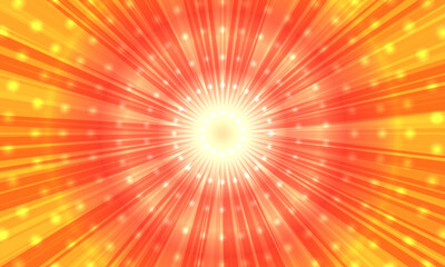 Obraz premium red and yellow sunburst pattern background. Radial rays bright shine. dots neon light.