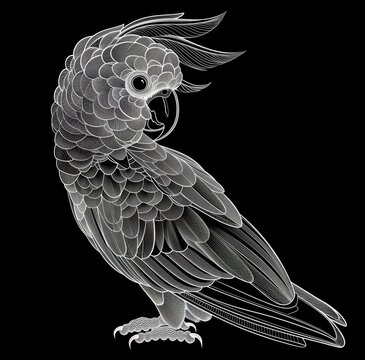 white cockatoo bird on black background clip art preview