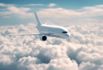 flying view cumulus cloudscape sky passenger airplane panorama aircraft clouds daytime white