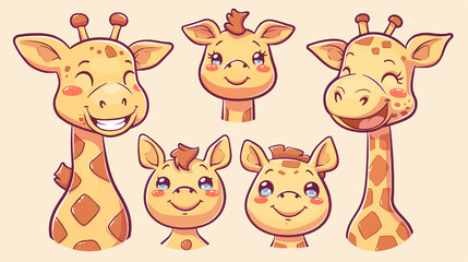Obraz premium Illustration of a cute giraffe character, funny giraffe cartoon character