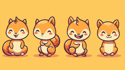 Naklejka premium Squirrel , Funny forest wild animals, set of cartoon animals