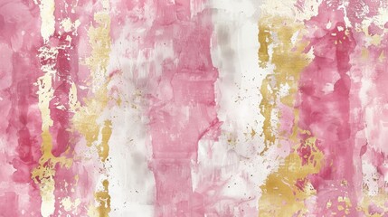 Naklejka premium Shibori inspired Watercolor Wallpaper in Pink White and Gold
