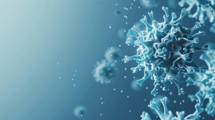 Group of floating viruses on gradient blue background