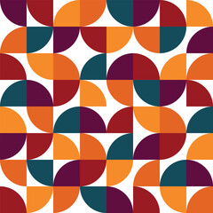 Seamless background of geometric Bauhaus pattern in Halloween colors