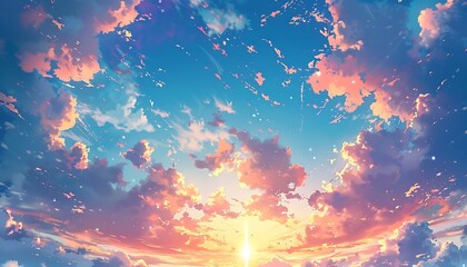 Radiant evening clouds at dusk