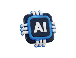 3d Ai chip icon for artificial intelligence icon 3d rendering vector illustration