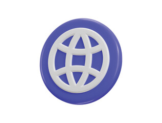 web search browser symbol on circle button icon 3d rendering vector illustration