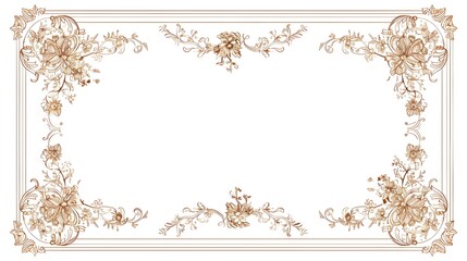 Classic Rectangular Line Frame with Intricate Corner Designs for Formal Invitations or Certificates