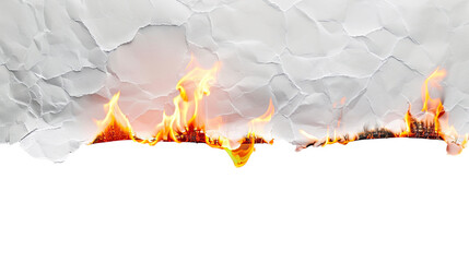 Burning paper on transparent background