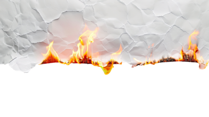 Burning paper on transparent background