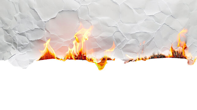 Burning paper on transparent background