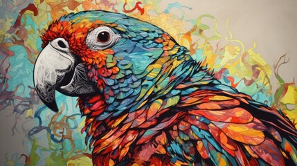 Obraz premium Colorful parrot with vibrant feathers and intricate patterns