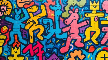 Obraz premium Colorful Graffiti Art on Brick Wall