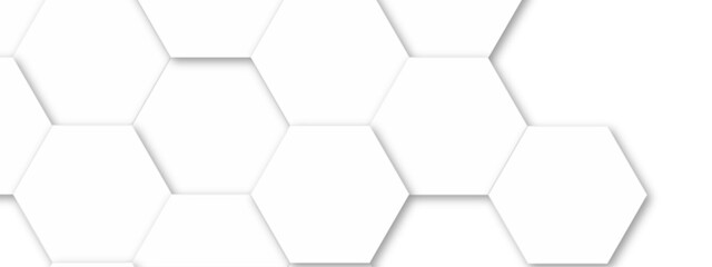 Abstract white hexagonal geometric background with shadow. Luxury White 3D futuristic honeycomb mosaic white background. Abstract white lines background. Vector Illustration.