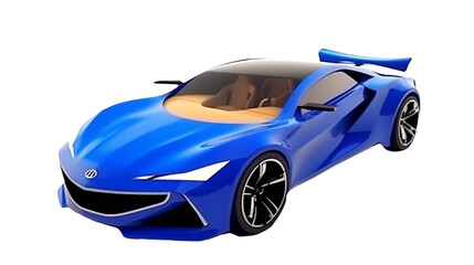 Super fast sports car isolated on transparent background.