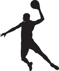 basketball player silhouette vector, Leaping slam dunks jump vector illustration isolated