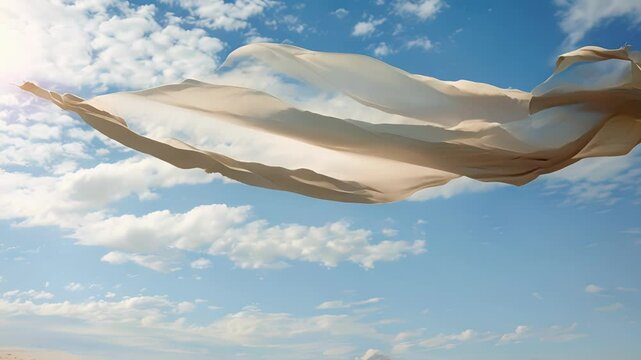 A blanket usually confined to a crib now soaring freely in the open sky.