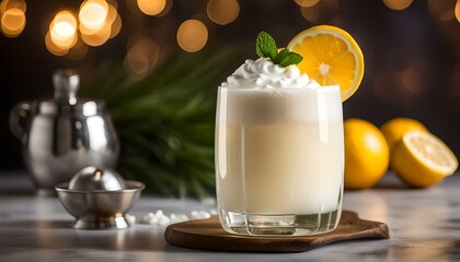 Homemade Frothy Ramos Gin Fizz Cocktail with Cream
