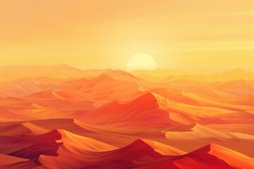 Desert Dawn Over Sand Dunes