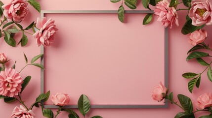 A minimalist and elegant silver frame with a delicate rose border, creating a sophisticated and timeless look. The image offers plenty of copy space for customization, making it ideal for various