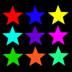 colorful star shapes vector illustrations