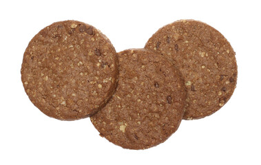 Wholegrain with rolled oats and chocolate, isolated on white