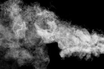 Creative Abstract, White Smoke on Black Background with Powder and Water Spray Effects