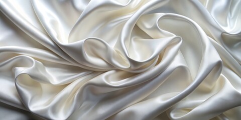 Obraz premium Abstract Draped White Satin Fabric Texture, silky, smooth, luxurious, elegant