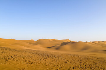 Golden Sand Dunes Silhouetted by Sunset Light