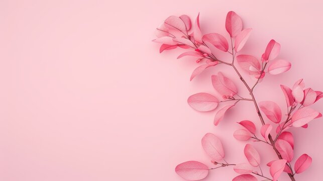 A clean and elegant design featuring a pink foliage border with generous copy space, perfect for modern and sophisticated compositions.