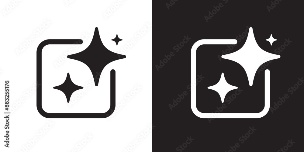 Poster Ai generated icon. AI star and square icon. Tools for generate from the text. Computer help assistant. Large data processing concept. Icon element design for app and web. Vector illustration.