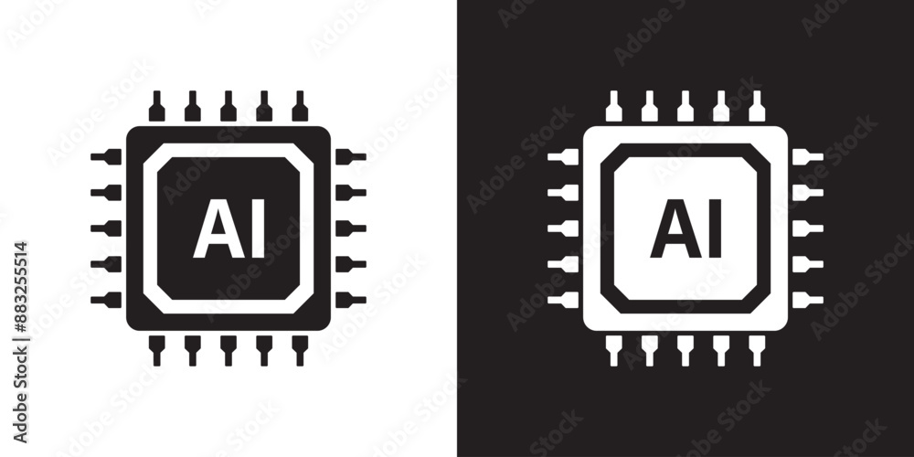 Aufkleber AI chips icon. Futuristic artificial intelligence symbol. Processor chip icon. Computer help assistant. Large data processing, database concept. Vector illustration for web, apps, UX and UI.