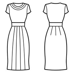 Column Dress for girl front and back view