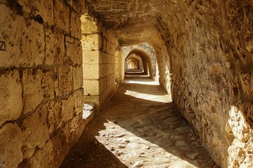 Fototapeta premium Inside the rock-hewn churches of Lalibela, Ethiopia. Beautiful simple AI generated image in 4K, unique.