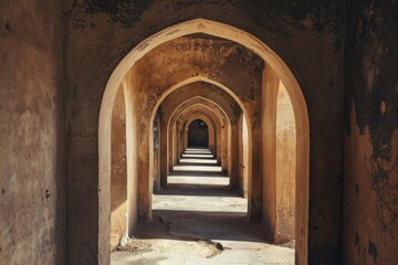 Archway at Hassan II mosque - Casablanca. Beautiful simple AI generated image in 4K, unique.