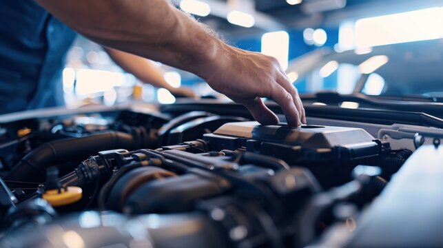 A mechanic s hand inspecting a car, highlighting the concept of thorough service and customer satisfaction.